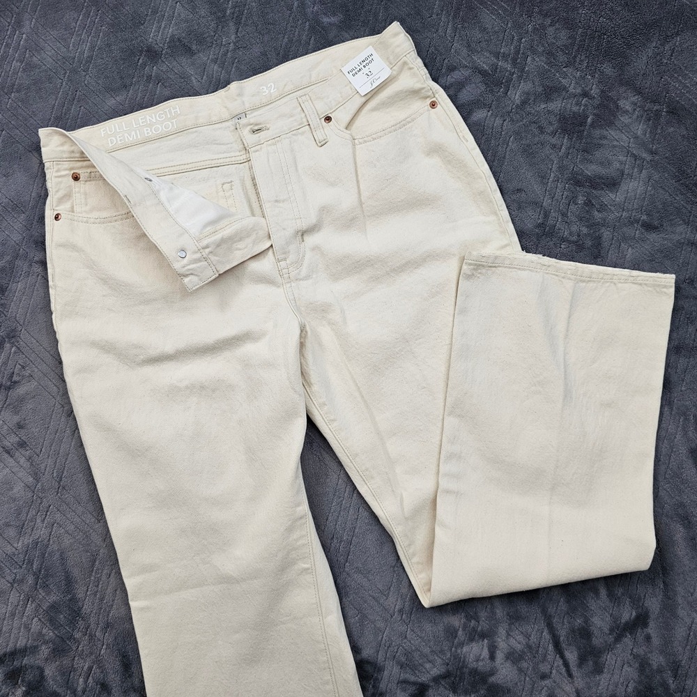 J. Crew Demi Boot Jeans Womens‎ 32 Cream Off White Full Length Minimalist NEW